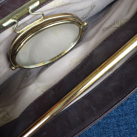 Francois Brown Vintage Suede Bag Clutch With Mirror - Picture 9 of 14